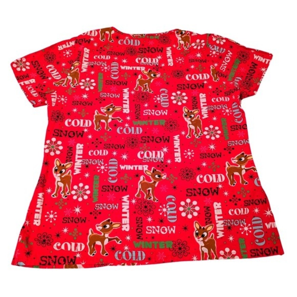 Women's Size Small‎ Rudolph Winter Pattern Scrub Top, Excellent Condition - Picture 2 of 5